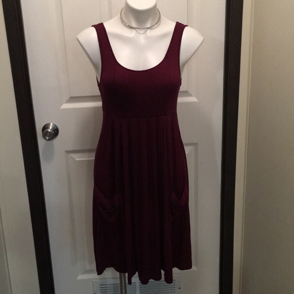 Calvin Klein burgundy dress with pockets